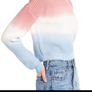 NEW MinkPink Dip Dye Blue Pink Crop Sweater